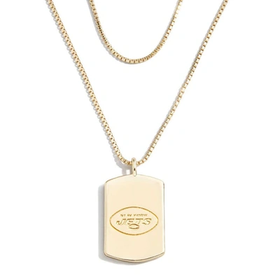 Wear By Erin Andrews X Baublebar New York Jets Gold Dog Tag Necklace