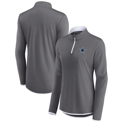 Fanatics Branded Gray Dallas Cowboys Corner Long Sleeve 1/4 Zip Top