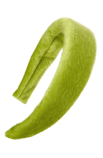 Tasha Fuzzy Headband In Olive Green