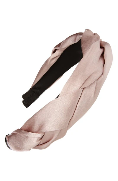 Natasha Wrapped Satin Headband In Neutral Blush