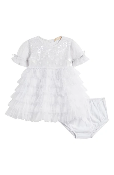 Tutu Du Monde Babies' Twinkling Sequin Puff Sleeve Tiered Tulle Party Dress In Glimmer Blue