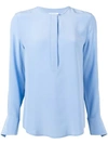 Equipment Collarless Blouse In Blue