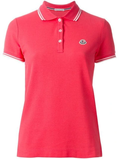 Moncler Piped Collar Polo Shirt In Fuxia