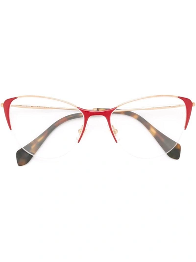 Miu Miu Eyewear Cat Eye Frame Glasses - Red