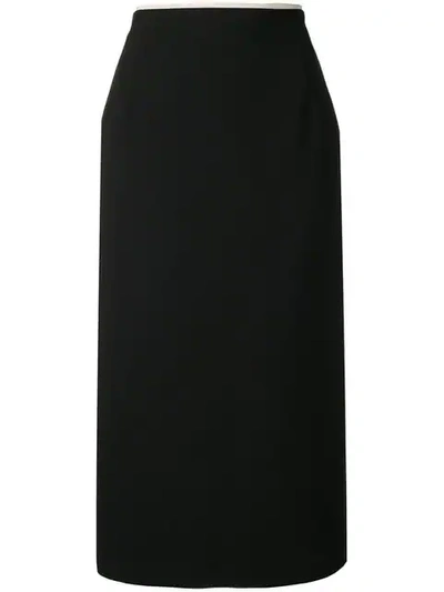 N°21 Nº21 Stripe-trimmed Midi Pencil Skirt - Black