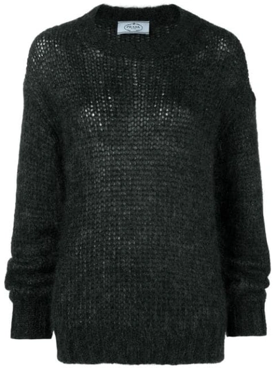 Prada Printed Sweater In Black