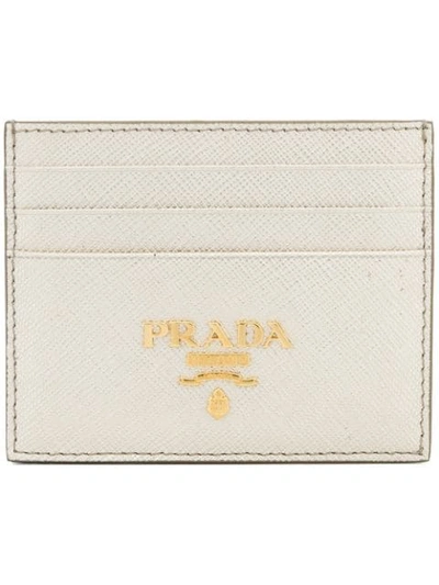 Prada Saffiano Logo Cardholder - Metallic In Metallic