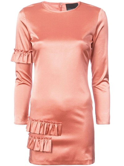 Cynthia Rowley Aeris Satin Ruffle Mini Dress In Pink