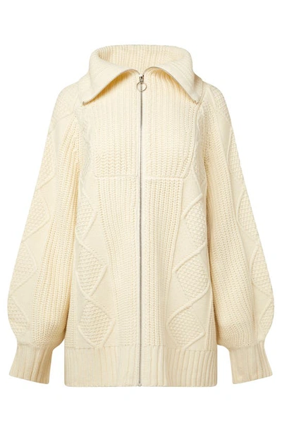 Weworewhat Chunky Cable Knit Zip-up Jacket In White