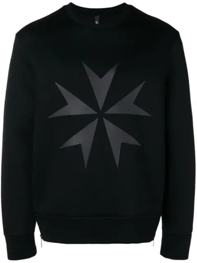 Neil Barrett Military Star Print Sweatshirt In Black