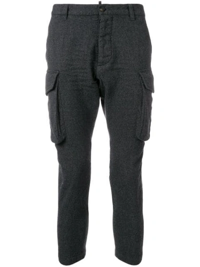 Dsquared2 Cropped Cargo Trousers In Grey