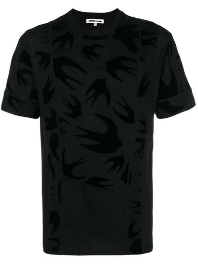 Mcq By Alexander Mcqueen Swallow Print Panelled T-shirt In Black