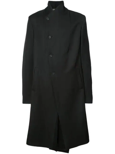 Lost & Found Single Breasted Asymmetric Coat In Black