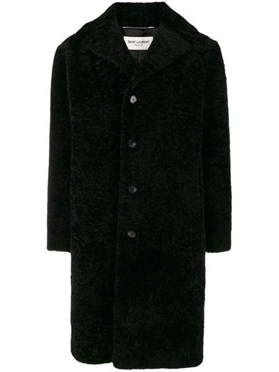 Saint Laurent Shearling Coat In Black