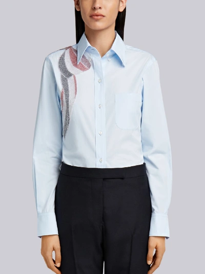 Thom Browne Beaded Bow Button In Blue