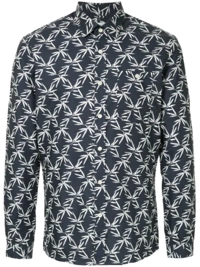 The Goodpeople Bamboo Leaf Print Shirt In Blue