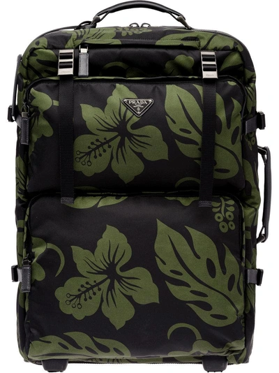 Prada Hibiscus Trolley Bag - Green