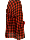 Preen By Thornton Bregazzi Adrienne Ruffled Checked Silk-jacquard Midi Skirt In Red Gingham