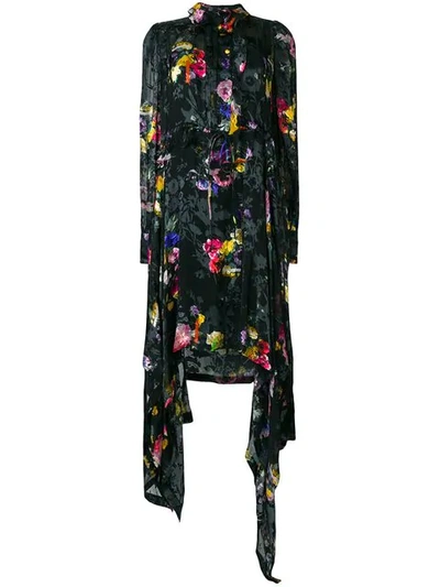 Preen By Thornton Bregazzi Amelia Floral Asymmetric Dress In Black