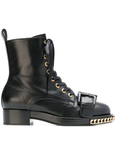 N°21 Chain Trimmed Boots In Black