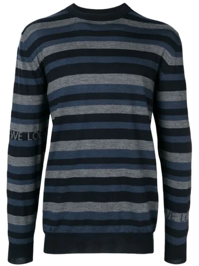 Loewe Stripe Blue/multicolor Wool Sweater In Dark Blue