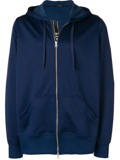 À La Garçonne Side Stripe Zipped Hoodie In Blue