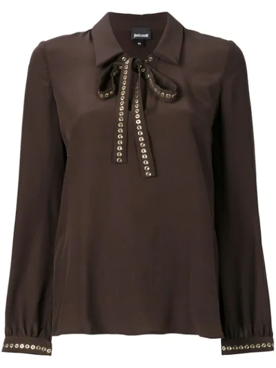 Just Cavalli Bow Tie Blouse - Brown