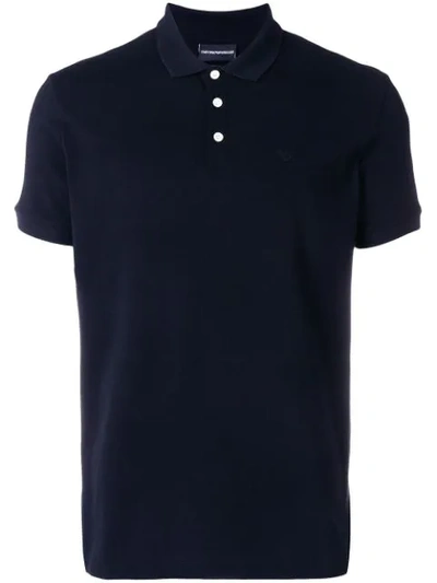 Emporio Armani Classic Short Sleeved Polo Shirt In Blue