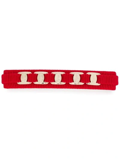 Ferragamo Salvatore  Logo Ribbon Hair Clip - Red