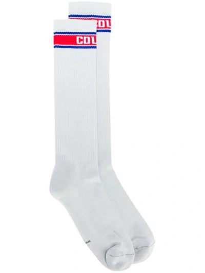 Marcelo Burlon County Of Milan Ribbed Knit Socks In White