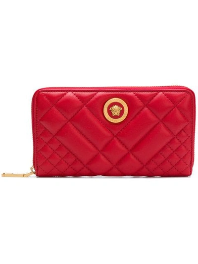 Versace Tribute Quilted Wallet In Red