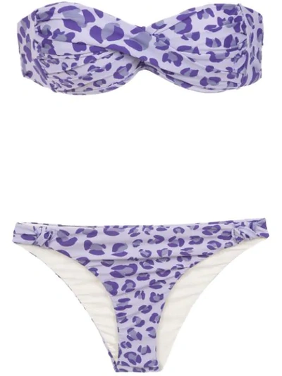 Amir Slama Printed Bandeau Bikini Set In Pink