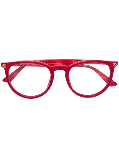 Gucci Round Framed Sunglasses In Red