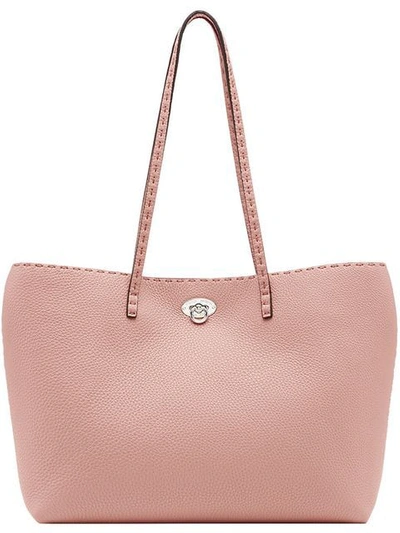 Fendi Stitching-detail Twist-lock Tote Bag In Pink