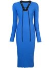 Diane Von Furstenberg Lace Up Ribbed Dress In Blue
