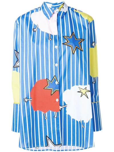 Mira Mikati Oversized Print Shirt - Blue