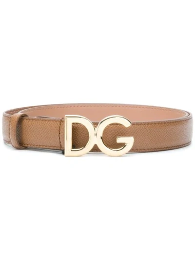 Dolce & Gabbana Logo Buckle Belt - Brown