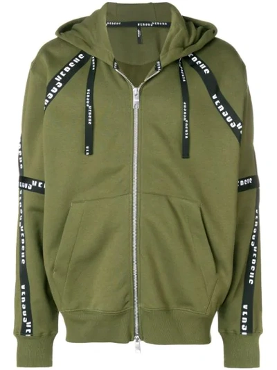 Versus Logo Band Zip-up Hoodie In Green