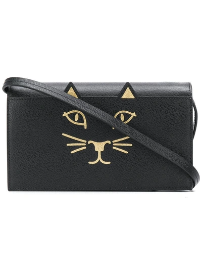 Charlotte Olympia Feline Clutch Bag In Black