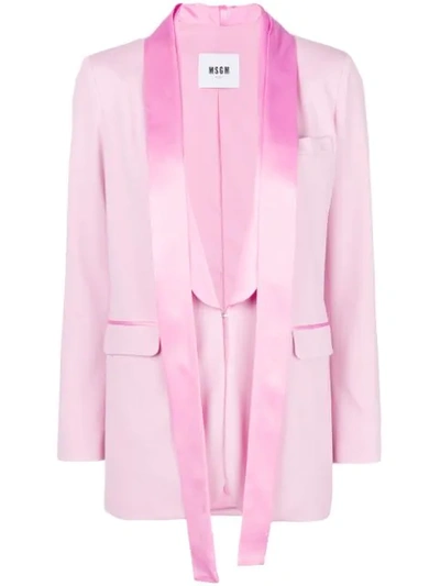 Msgm Satin Trim Blazer In Pink