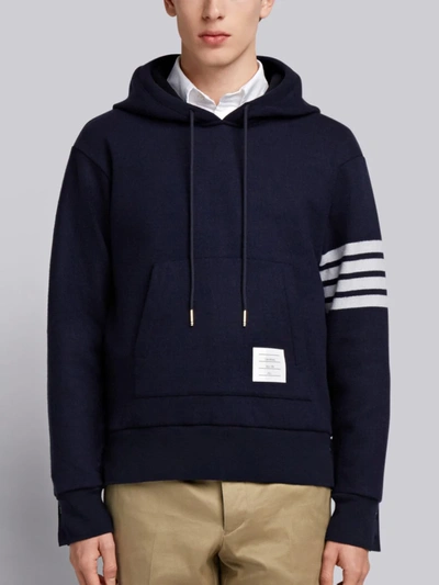 Thom Browne 4-bar Cashmere Shell Relaxed Hoodie In Blue