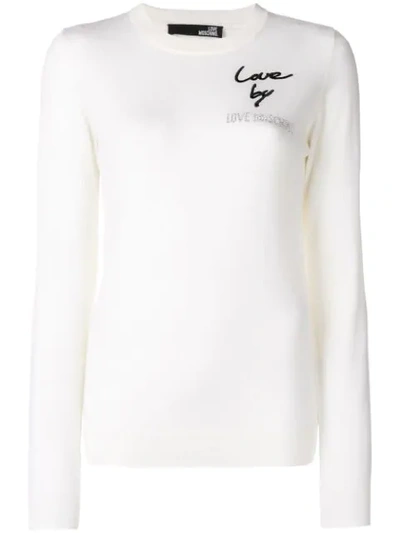 Love Moschino Logo Patch Fitted Sweater - Neutrals