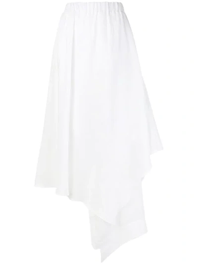 Balossa Asymmetric Midi Skirt In White