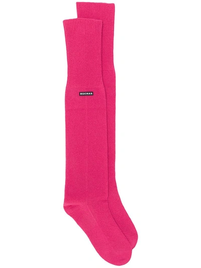 Rochas Long Cashmere Socks - Pink In Pink & Purple