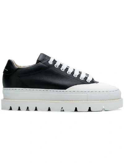 Mm6 Maison Margiela Black Wool Platform Sneakers