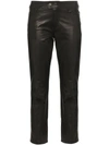 Skiim Jean Leather Slim-fit Trousers - Black