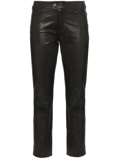 Skiim Jean Leather Slim-fit Trousers - Black