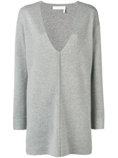 Chloé V-neck Sweater Dress In Grey