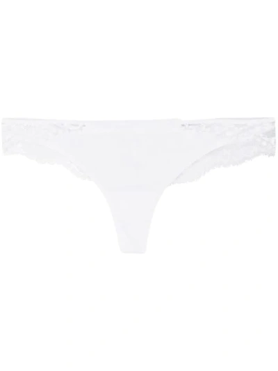 La Perla Souple Lace Brazilian Thongs In White