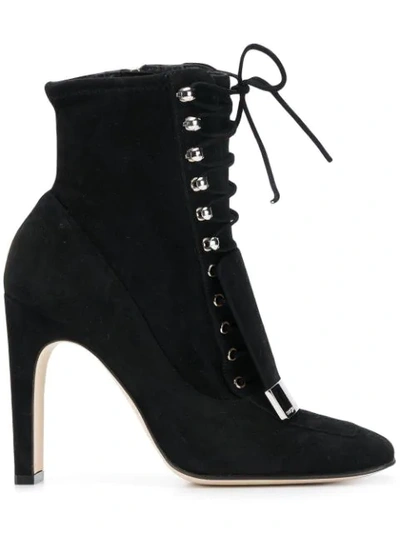 Sergio Rossi Lace-up Ankle Boots In Black